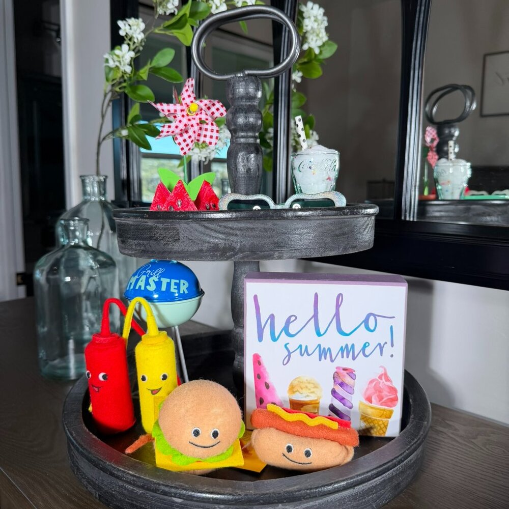 Summer Tiered Tray Decor Bundle – 10 Piece Hello Summer Set (Tray Not Included)